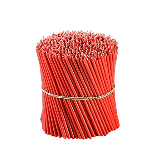 Danilovo Thin Taper Beeswax Candles - Honey-Scented, Decorative Candles Ideal for Birthday Decoration or Church Prayers - Red Drip Free, Tall & Smokeless Pack of 50 pcs, 6.3 x 0.2 inch - size: 6.3 in
