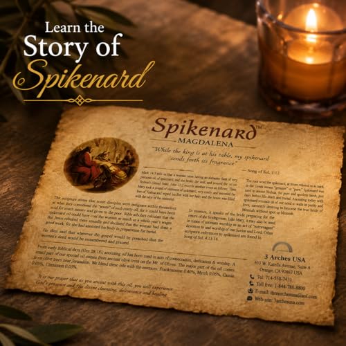 Spikenard Magdalena Anointing Oil Roll On 10ml with Olive Wood Menorah