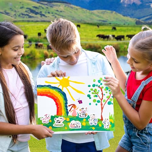 LINAYE 24 Sheets Cow Stickers for Kids, 960 PCS Waterproof Self Adhesive Cow Supplies Party Favors Crafts Stuff Rewards for Kids Boys Girls - style: Cow 24 Sheets