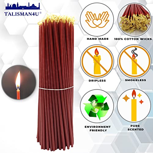 TALISMAN4U 50 Red Beeswax Taper Prayer Candles 11 inch Holy Land Jerusalem - color: Red