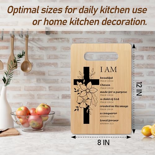 Christian Cutting Board, Religious Wooden Charcuterie Board, Inspirational Gifts For Women Family Friends Neighbors, Bible Verse Bamboo Chopping Board, Kitchen Home Farmhouse Decor -01 - color: I Am