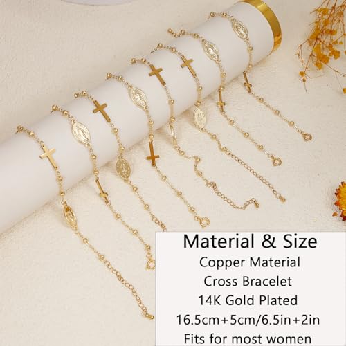 COLOYAN 9PCS Rosary Gold Beads Bracelet for Women - color: B