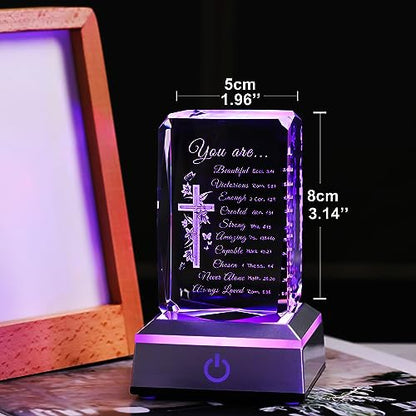 Qianwei Christian Gifts for Women - 3D Crystal Cross Bible Verse Encouragement Motivational Gifts Prayers Religious Faith Gifts Sister Women Men Friends Mom - color: Crossbibleverse