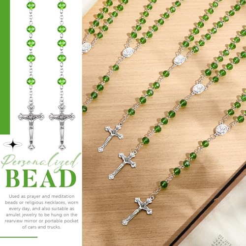 ROCEEI 12/24 Set Catholic Rosary Beads Necklace Bulk - color: Green