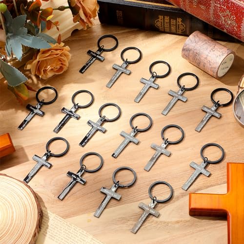 45 Pcs Christian Cross Keychain Bulk 15 Styles - color: Black, style: Bible
