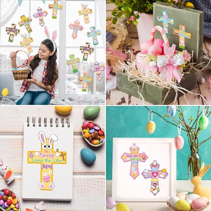CY2SIDE Jesus Cross Face Sticker - 40PCS Make Your Own Jesus He is Risen Cross Sticker Craft Game for Kids Classroom Reward DIY Easter Party Favors for Kids Christian Sunday School Activities - style: Easter Cross
