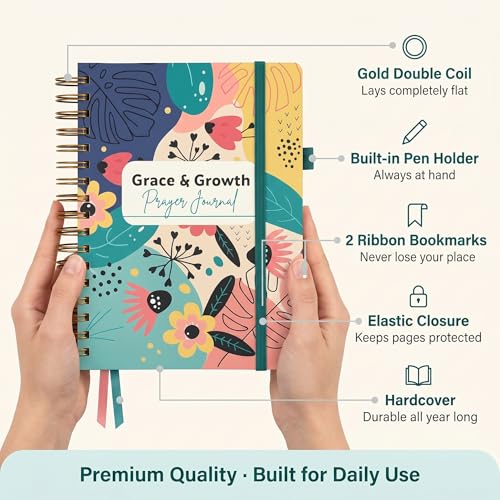 EFFETA Prayer Journal for Women – 52-Week Christian Devotional & Bible Study with Scripture Prompts | Hardcover Gold Spiral, Pen Holder & Ribbon Bookmark | Thoughtful Gift for Christian Women