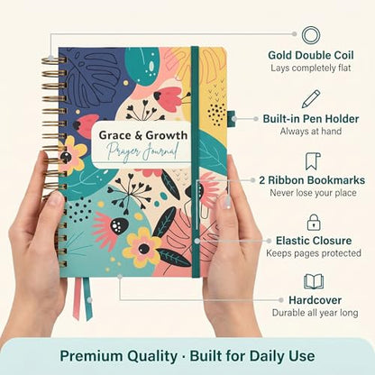 EFFETA Prayer Journal for Women – 52-Week Christian Devotional & Bible Study with Scripture Prompts | Hardcover Gold Spiral, Pen Holder & Ribbon Bookmark | Thoughtful Gift for Christian Women