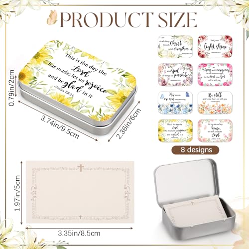144 Pcs Prayer Box Set, 24 Tins, 120 Prayer Cards, Christian Gifts Bulk - style: Floral