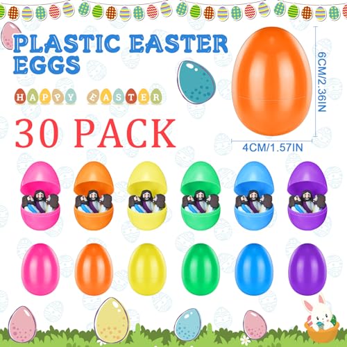 Barydat 120 Pcs Prefilled Jesus Easter Eggs with Little Religious Figurines Resin Toys Miniature Jesus Doll Gifts Eggs for Sunday School Easter Hunt Party Baptism Gift (Original) - style: Original