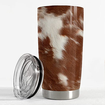 SANDJEST Personalized Cow Tumbler Cowhide 20oz 30oz Tumblers with Lid Gift for Women Girl Daughter Sister Animal Lovers Farm Girl Christmas Birthdays - color: Cow
