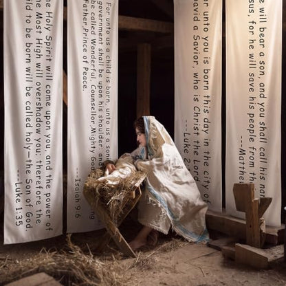 Irenare 4 pack Christmas Christian Nativity Backdrop for Church Wall