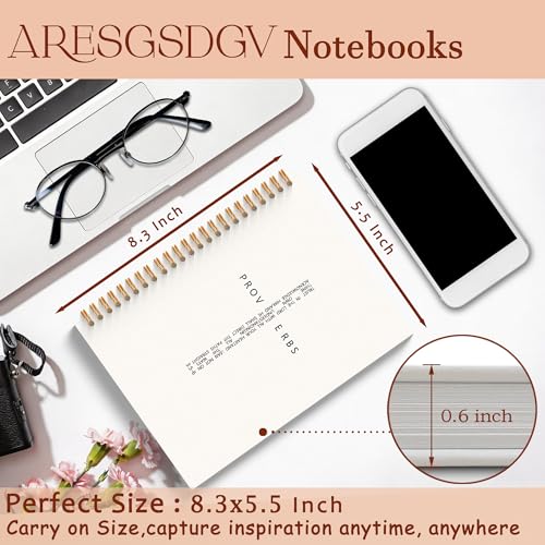Christian Journal for Women, Proverbs 3:5-6 Bible Notebooks for Note Taking, Church Notes Journal, Trust in the Lord with All Your Heart Spiral Notebook 5.5x8.3 Inch - color: PROVERBS 3.5-6 White