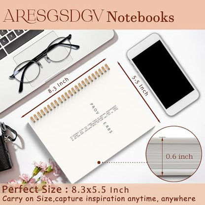 Christian Journal for Women, Proverbs 3:5-6 Bible Notebooks for Note Taking, Church Notes Journal, Trust in the Lord with All Your Heart Spiral Notebook 5.5x8.3 Inch - color: PROVERBS 3.5-6 White