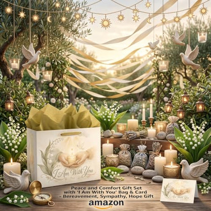 Hkshaoda Sympathy Gift Bag I Am With You Peace Memorial Gift Bags Wrapping Paper And Card Religious Condolences Theme Party Favors Bag Decorations Supplies For Men Women Boys Girls