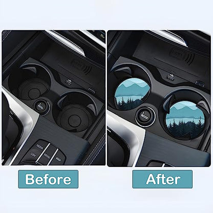 Car Cup Holder Coasters, 2 Pack – 2.75" Universal Auto Anti-Slip Insert Coaster, Rubber Car Coasters, Personalized Car Accessories for Women & Men (Adventure Awaits) - color: Adventure Awaits