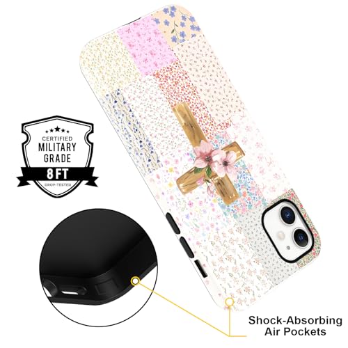 for iPhone 11 6.1'' Pink Flower Cross Christian Phone Case - color: Pink Flower Cross, size: iPhone 11