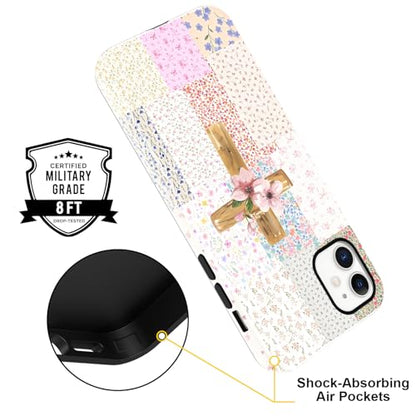for iPhone 11 6.1'' Pink Flower Cross Christian Phone Case - color: Pink Flower Cross, size: iPhone 11