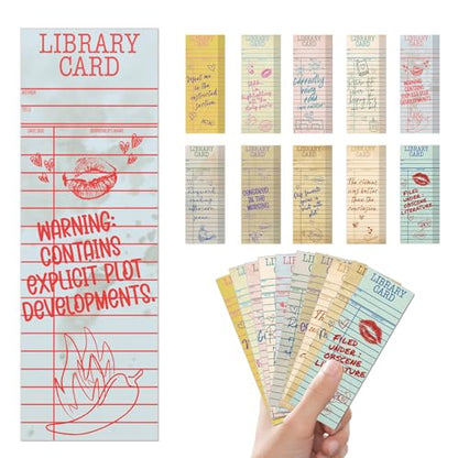 100 Pcs Spicy Romance Paper Bookmarks, Funny Smut Library Card Paper Bookmark for Women Man, Retro Library Page Marks for Adults Reading Lovers Bookish Accessories Gifts - color: Spicy Romance