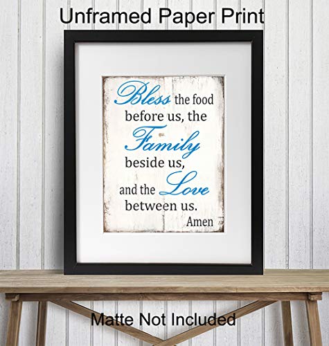 Bless the Food Before Us Sign - Kitchen Dining Room Wall Art