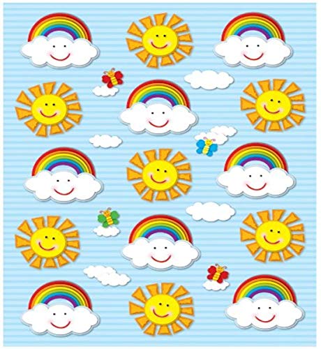 Carson Dellosa 90 Spring Stickers for Kids, 6 Sheets of Suns, Butterflies - style: Suns & Rainbows