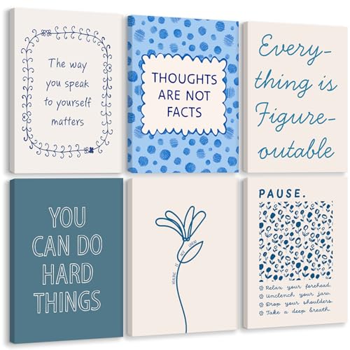 Mental Health Wall Decor Therapy Office Canvas Wall Art Posters Blue Boho Motivational Picture Psychology Artwork Inspirational Positive Quotes Prints for Counseling Office 12x16x6 Inch Ready to Hang - color: Mental Health Art, size: 12''x16'' Wrapped Can