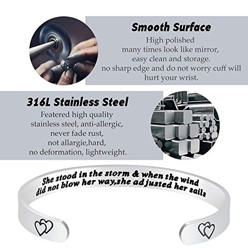 Fesciory Inspirational Bracelets for Women, Stainless Steel Cuff Bangle - color: Silver-29