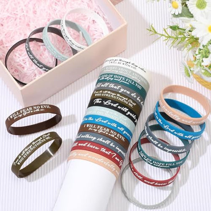 Ecation 72 Pcs Bible Verse Christian Bracelets Silicone,Classic Color - color: Classic Color