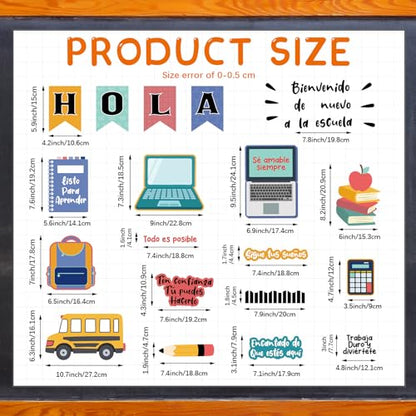 Sayglossy 55 Pcs Spanish Classroom Bulletin Board Decor Set, Back to School - style: Spanish Back to School