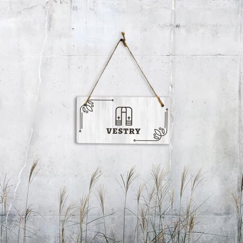Vestry 5x10 Hanging Plus Wall or Door Sign | Religious Rustic Wood Sign