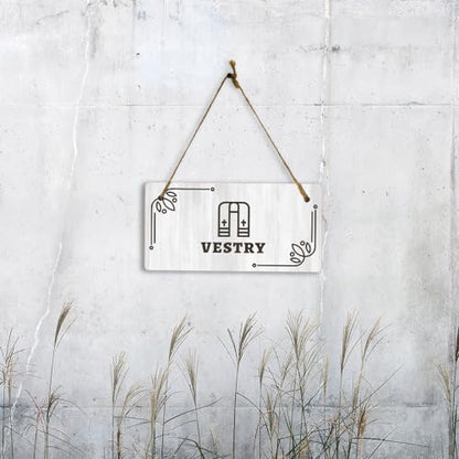 Vestry 5x10 Hanging Plus Wall or Door Sign | Religious Rustic Wood Sign