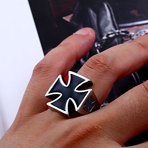 Genuine Stainless Steel Ring for Men Fashion Punk Rock Mason Knight Templar Cross Rings - style: R220