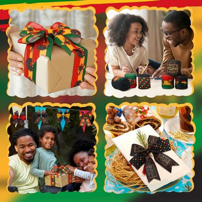 12 Rolls Black History Month Ribbons 2 Inch x 60 Yards Wired Edge Fabric Ribbons Craft Black History Month Themed Pattern Wrapping Crafts for DIY Gift Hair Bows Sewing Wreath 12 Styles - style: Black History