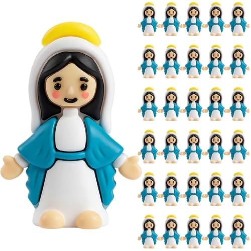 30 PCS Mini Virgin Mary Figurines, Small Religious Statues for Easter Egg Fillers, Baptism Gifts, Sunday School, Holiday Collectibles - color: Style1