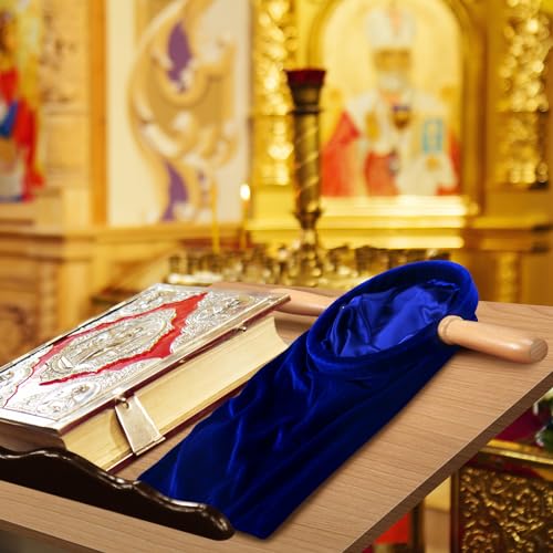 Tioncy 2 Set Church Tithe Offering Bag with Wooden Handle, 14" X 6", Blue - color: Blue, size: 14" X 6"
