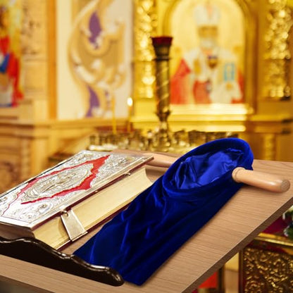Tioncy 2 Set Church Tithe Offering Bag with Wooden Handle, 14" X 6", Blue - color: Blue, size: 14" X 6"