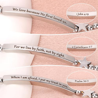 kilofly Set of 3/6 Bible Verse Bracelet Christian Unique Religious Gift for Women - style: Love Set3