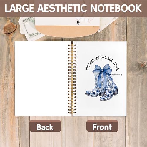 KAOWT Cowgirl Chinoiserie Christian Notebook Journal, Western The Lord Guides our Steps Notebooks for Note Taking, Christian Cowgirl Gifts for Women, Hardcover Spiral Notebook 5.5x8.3in - color: notbook bible-boots