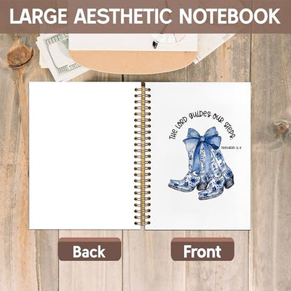 KAOWT Cowgirl Chinoiserie Christian Notebook Journal, Western The Lord Guides our Steps Notebooks for Note Taking, Christian Cowgirl Gifts for Women, Hardcover Spiral Notebook 5.5x8.3in - color: notbook bible-boots