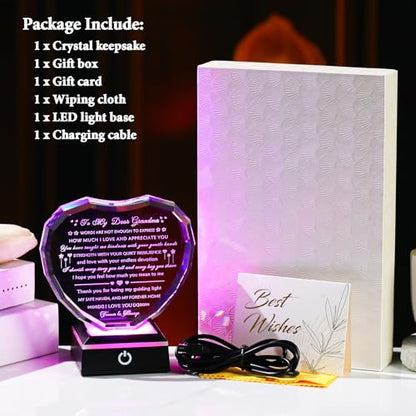 Arikyrist Gifts for Grandma with Colorful Light Base Great Grandma Birthday Gifts from Granddaughter Crystal Keepsake Best Gift Idea for Grandmother on Mother's Day Christmas Valentines - color: Grandma Gifts + Light Base