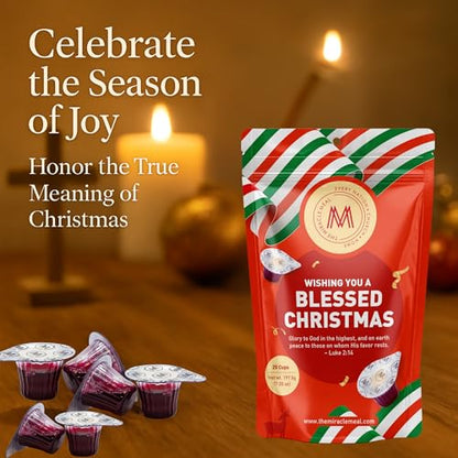 Christmas Edition Communion Cups | The Miracle Meal – 25 Pre-Filled Cups with Juice & Wafer | Celebrate Faith & Joy
