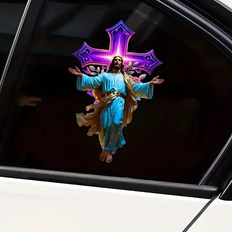 Prayer on The Cross of Jesus PVC Vinyl Car Decals Stickers Waterproof Self-Adhesive Decals for Cars, Laptops, Trucks, Motorcycles Wall Window Luggage Scratch Cover Door Decor Sticker