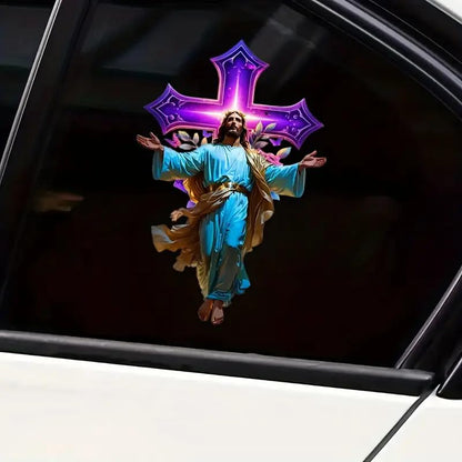 Prayer on The Cross of Jesus PVC Vinyl Car Decals Stickers Waterproof Self-Adhesive Decals for Cars, Laptops, Trucks, Motorcycles Wall Window Luggage Scratch Cover Door Decor Sticker
