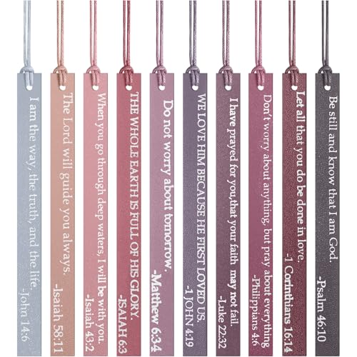 Skyygemm 10 Pcs Christian Bookmarks Christmas Gift for Women, Pink Purple - color: Pink Purple
