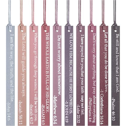 Skyygemm 10 Pcs Christian Bookmarks Christmas Gift for Women, Pink Purple - color: Pink Purple