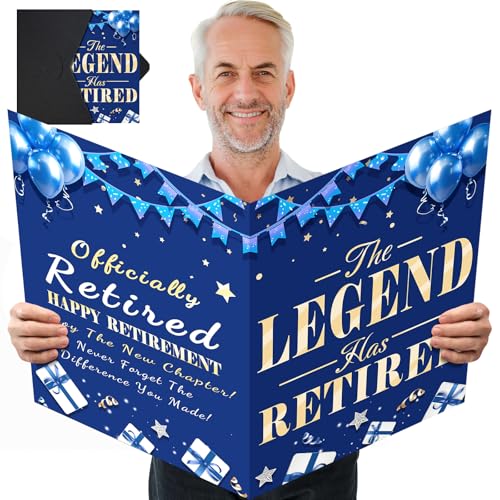 Large Retirement Card Signing, Big Giant Retirement Guest Book, Blue Gold - style: Retirement-Blue Gold