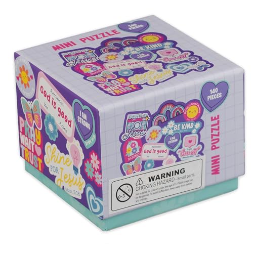 Christian Art Gifts 140 Piece Mini Jigsaw Puzzle: Multicolor, Bible Verses - color: Purple & Pink Multicolor