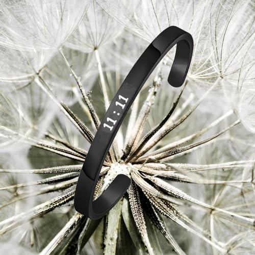 11 : 11 Cuff Angel Numbers Bracelet Make A Wish Gift for Women - color: Black