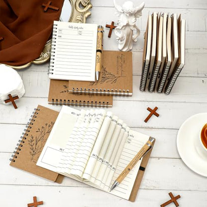 Resurhang 20 Sets Christian Gifts Bulk Bible Verse Spiral Notebook and Bamboo Pen Religious Journal Church Gifts for Grandparents Pastor Clergy Women Sunday School Teacher Members (Special Style) - style: Special Style