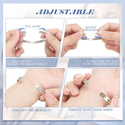 MTLEE 30 Pcs Inspirational Cuff Bracelets Bulk Gifts for Women Motivational Bible Verse Bracelet Silver Personalized - style: Novel